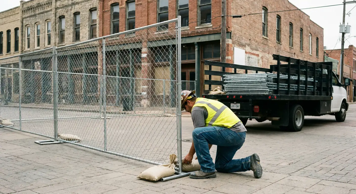 Temporary fence installation in Youngstown urban environment