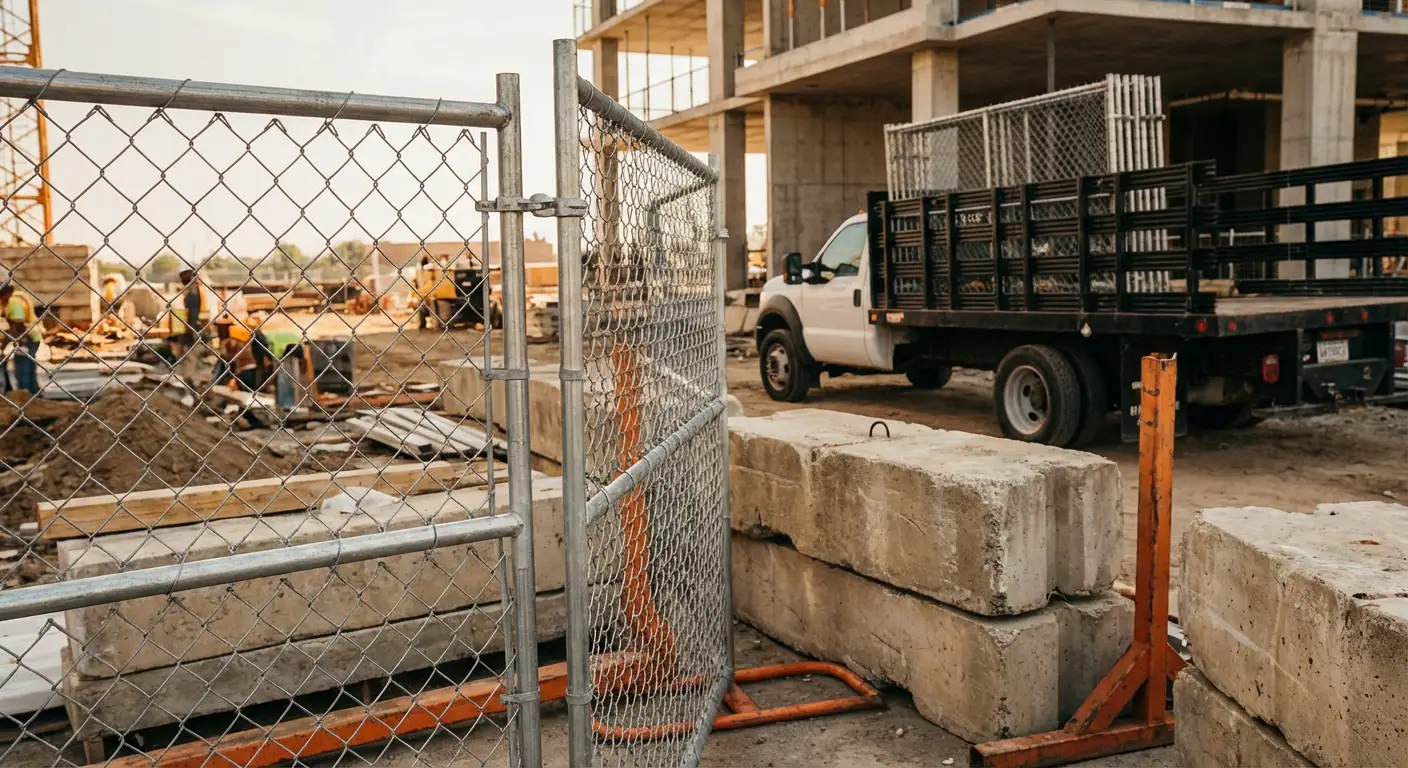 Commercial temporary fencing installation site in Youngstown, OH