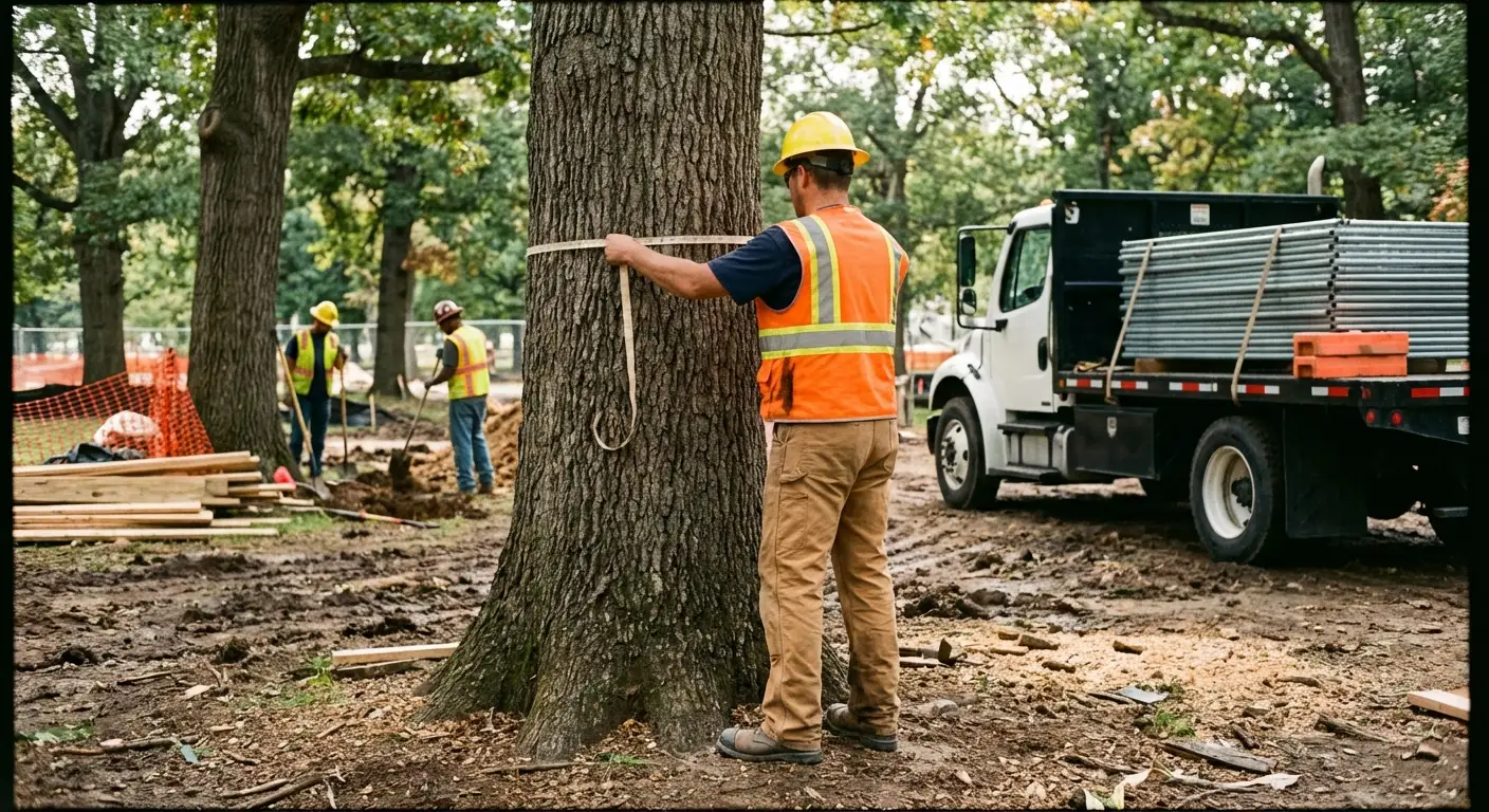 Tree protection zone fencing installation in Youngstown, OH