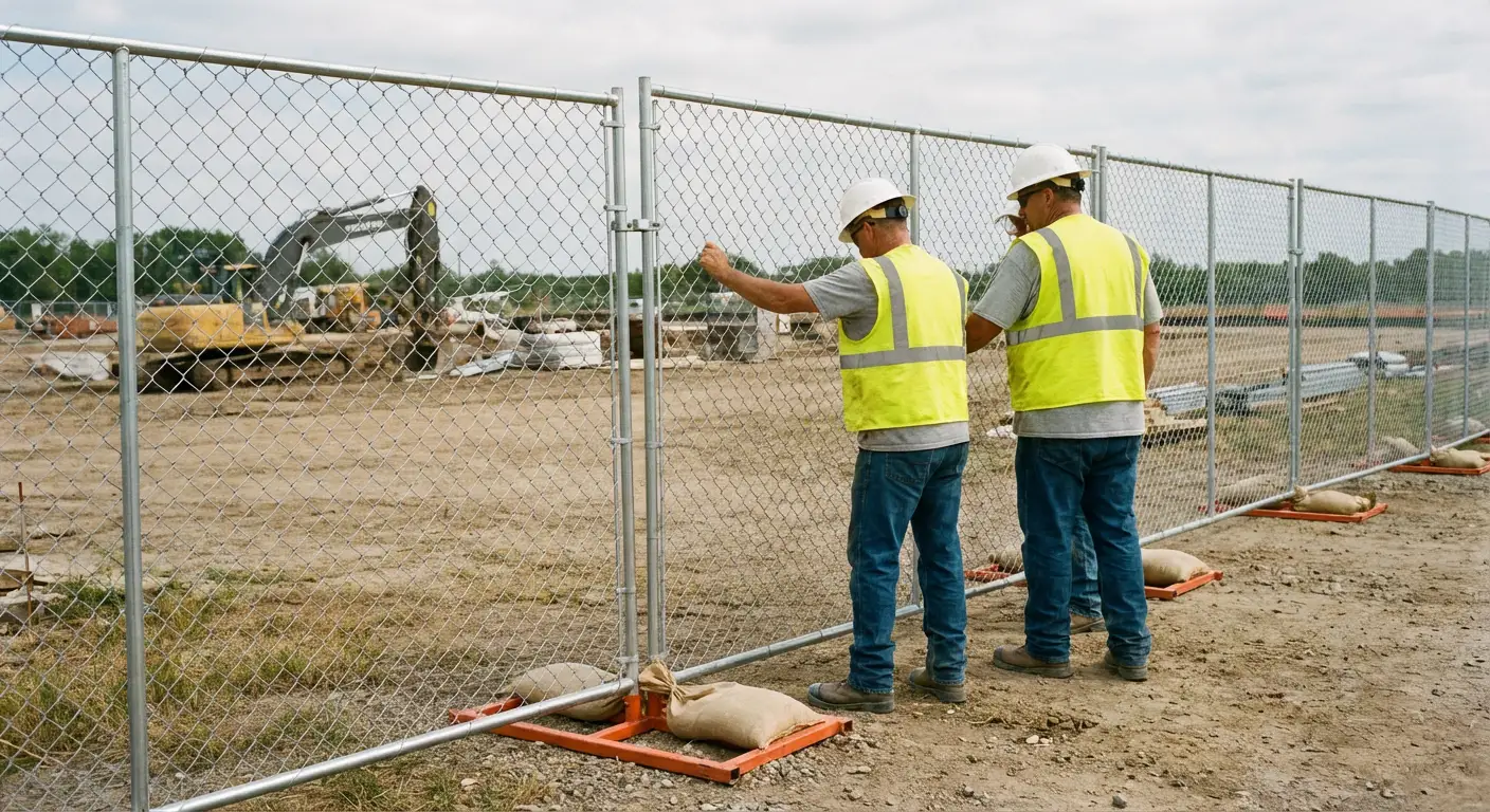 Construction site chain link panel installation in Youngstown, OH